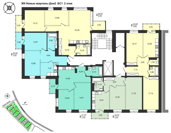 
  Продается 2-комн. квартира, 54.83 м², ЖК Новые кварталы, дом 2
. Фото 3.