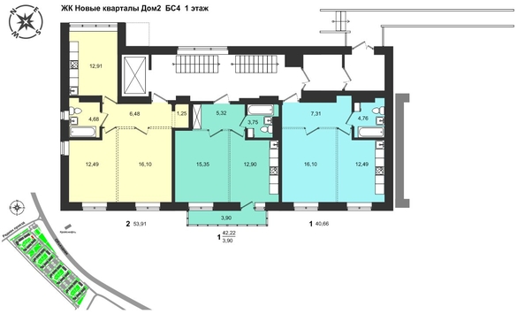 
  Продается 1-комн. квартира, 40.66 м², ЖК Новые кварталы, дом 2
. Фото 4.