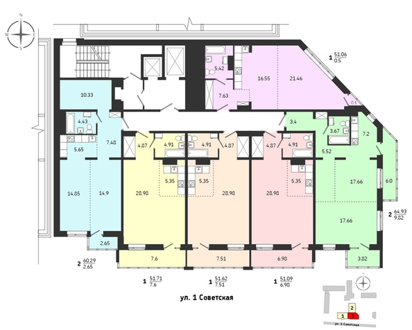 
  Продается 1-комн. квартира, 51.56 м², ЖК Суворов
. Фото 1.