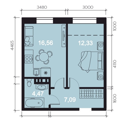 
  Продается 2-комн. квартира, 43.4 м², ЖК RIVERANG (РиверАнг)
. Фото 1.