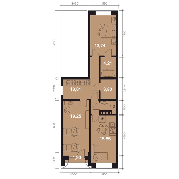 
  Продается 3-комн. квартира, 74.48 м², ЖК RIVERANG (РиверАнг)
. Фото 1.