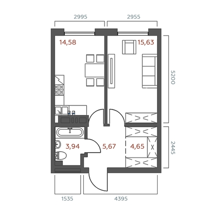 
  Продается 1-комн. квартира 44.47 м², в ЖК Салют. Фото 1.