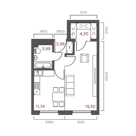 
  Продается 1-комн. квартира 43.31 м², в ЖК Салют. Фото 2.