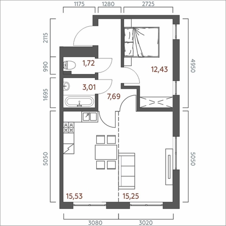 
  Продается 2-комн. квартира 55.63 м², в ЖК Салют. Фото 1.
