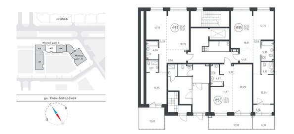 
  Продается 2-комн. квартира 75.64 м², в ЖК СОЮЗ Приорити, дом 4. Фото 1.