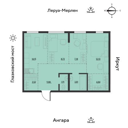 
  Продается 3-комн. квартира 64.4 м², в ЖК Затон, блок-секция 2. Фото 1.