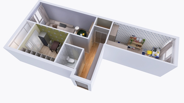 
  Продается 2-комн. квартира 69.9 м², в ЖК Юго-Западный, дом 17. Фото 2.