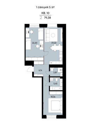 
  Продается 2-комн. квартира 79.38 м², в ЖК ВЕКТОР премиум-квартал, дом 1. Фото 1.
