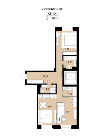 
  Продается 2-комн. квартира 78.11 м², в ЖК ВЕКТОР премиум-квартал, дом 1. Фото 1.