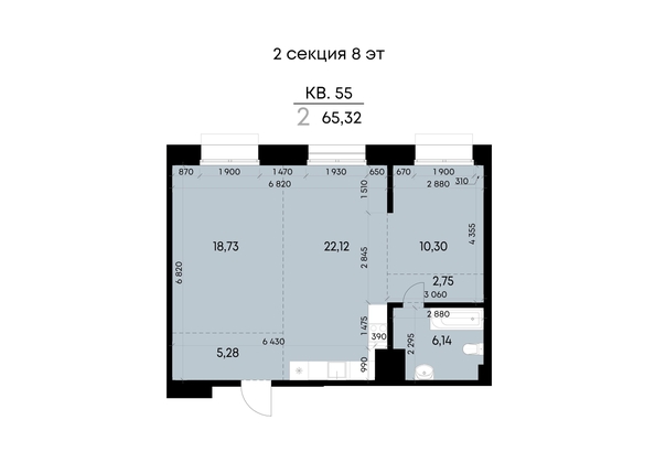
  Продается 2-комн. квартира 65.32 м², в ЖК ВЕКТОР премиум-квартал, дом 1. Фото 2.