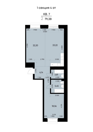 
  Продается 2-комн. квартира 79.38 м², в ЖК ВЕКТОР премиум-квартал, дом 1. Фото 2.