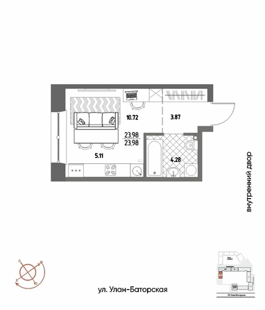 
  Продается студия 23.98 м², в ЖК СОЮЗ ПРИОРИТИ МАХ, д. 4. Фото 11.