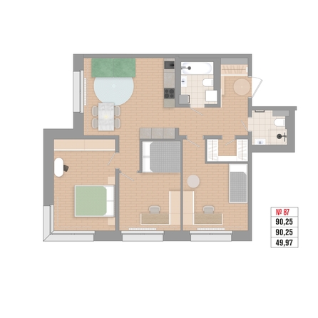 
  Продается 3-комн. квартира 90.25 м², в ЖК Стрижи Сити, блок-секции 6,7. Фото 1.