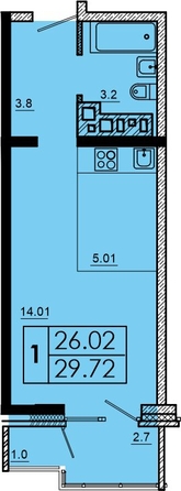 
  Продается 1-комн. квартира 29.72 м², в ЖК Мега, дом 3. Фото 1.
