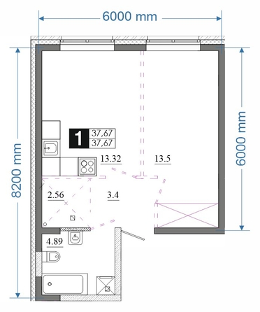 
  Продается 1-комн. квартира 37.67 м², в ЖК Первый Ленинский квартал, Дом 6. Фото 1.