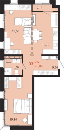 
  Продается 2-комн. квартира 70.06 м², в ЖК 1661. Фото 1.