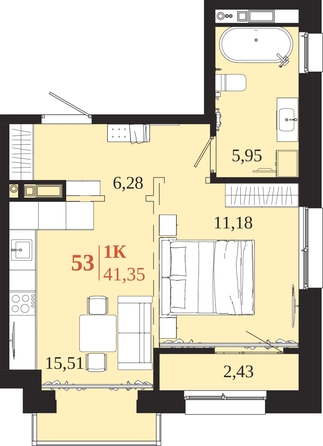 
  Продается 1-комн. квартира 41.35 м², в ЖК 1661. Фото 1.