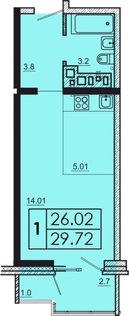 
  Продается 1-комн. квартира 29.72 м², в ЖК Мега, дом 4. Фото 1.