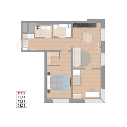 
  Продается 3-комн. квартира 78.88 м², в ЖК Стрижи Сити, блок-секции 6,7. Фото 3.