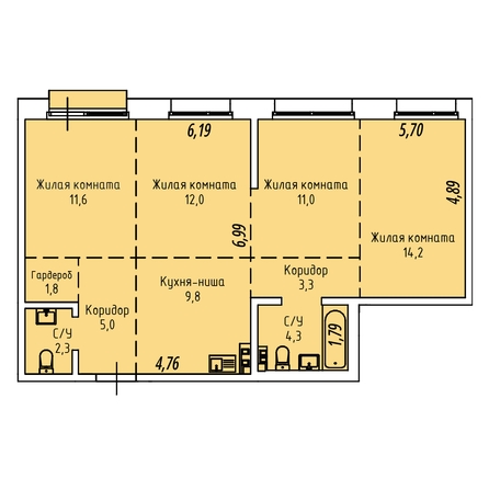 
  Продается 3-комн. квартира 76.3 м², в ЖК Стрижи Сити, блок-секции 8,9. Фото 1.