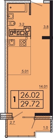 
  Продается 1-комн. квартира 29.72 м², в ЖК Мега, дом 4. Фото 1.