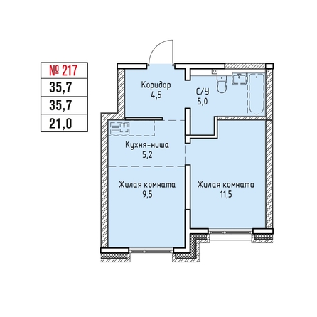 
  Продается 2-комн. квартира 35.7 м², в ЖК Стрижи Сити, блок-секции 6,7. Фото 1.