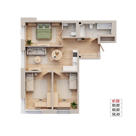 
  Продается 4-комн. квартира 76.6 м², в ЖК Стрижи Сити, блок-секции 6,7. Фото 2.