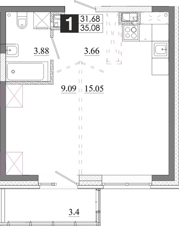 
  Продается 1-комн. квартира 35.08 м², в ЖК Первый Ленинский квартал, Дом 6. Фото 1.