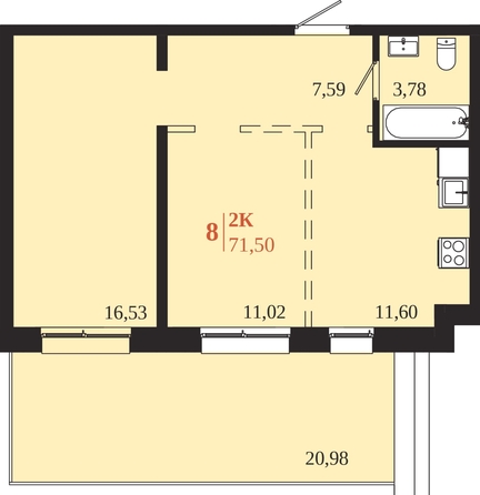 
  Продается 2-комн. квартира 71.5 м², в ЖК 1661. Фото 1.