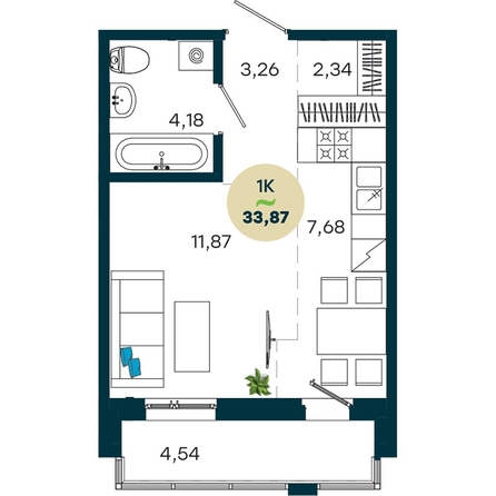 
  Продается 1-комн. квартира 33.87 м², в  ЖиВой комплекс на Кузьмихе. Фото 2.