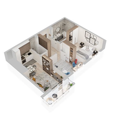 
  Продается 2-комн. квартира 56.48 м², в  ЖиВой комплекс на Кузьмихе. Фото 1.