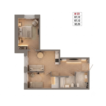 
  Продается 2-комн. квартира 62.5 м², в ЖК Стрижи Сити, блок-секции 6,7. Фото 2.