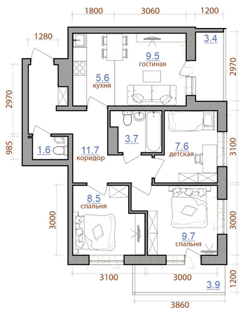
  Продается 4-комн. квартира 65 м². Фото 1.
