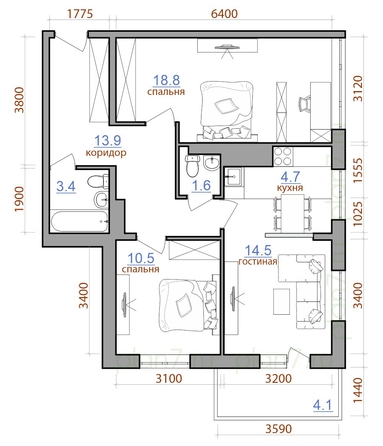 
  Продается 3-комн. квартира 72.2 м². Фото 1.