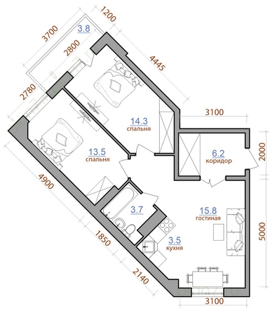 
  Продается 3-комн. квартира 65.2 м². Фото 1.