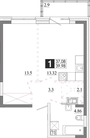 
  Продается 1-комн. квартира 39.98 м², в ЖК Первый Ленинский квартал, Дом 6. Фото 1.