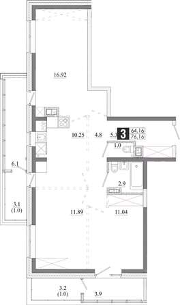 
  Продается 3-комн. квартира 76.16 м², в ЖК Первый Ленинский квартал, Дом 6. Фото 1.