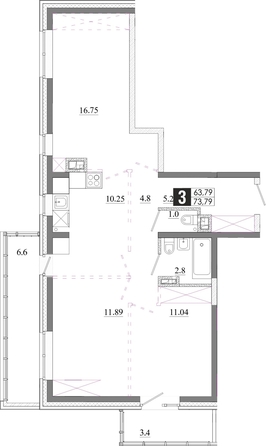 
  Продается 3-комн. квартира 73.79 м², в ЖК Первый Ленинский квартал, Дом 6. Фото 1.