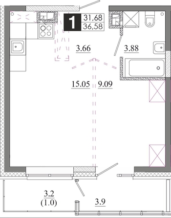 
  Продается 1-комн. квартира 36.58 м², в ЖК Первый Ленинский квартал, Дом 6. Фото 1.