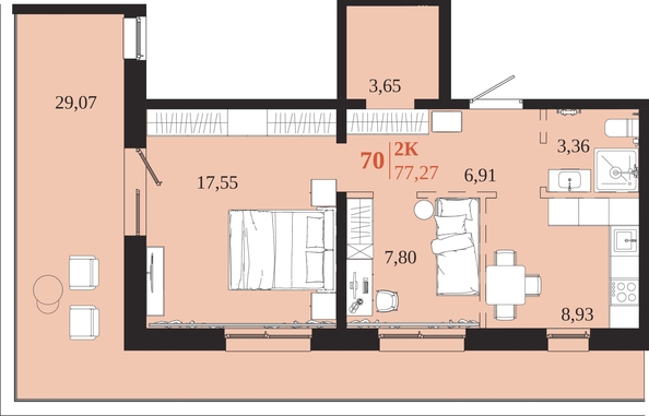
  Продается 2-комн. квартира 77.27 м², в ЖК 1661. Фото 1.
