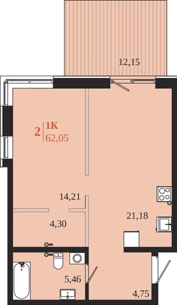 
  Продается 1-комн. квартира 62.05 м², в ЖК 1661. Фото 1.