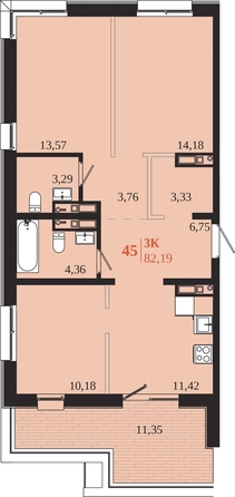 
  Продается 3-комн. квартира 82.19 м², в ЖК 1661. Фото 1.