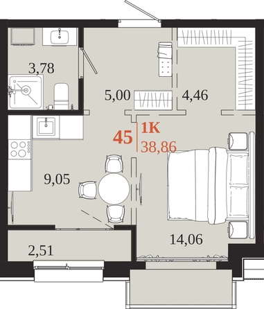 
  Продается 1-комн. квартира 38.86 м², в ЖК 1661. Фото 1.