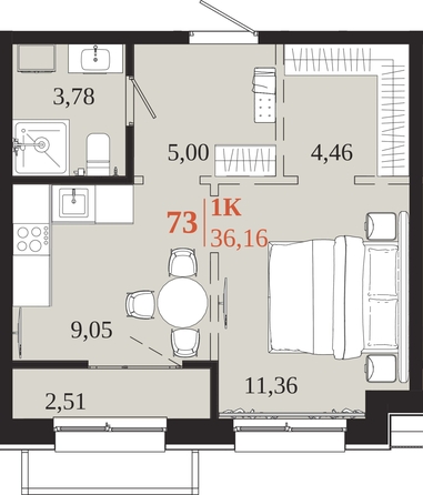 
  Продается 1-комн. квартира 36.16 м², в ЖК 1661. Фото 1.