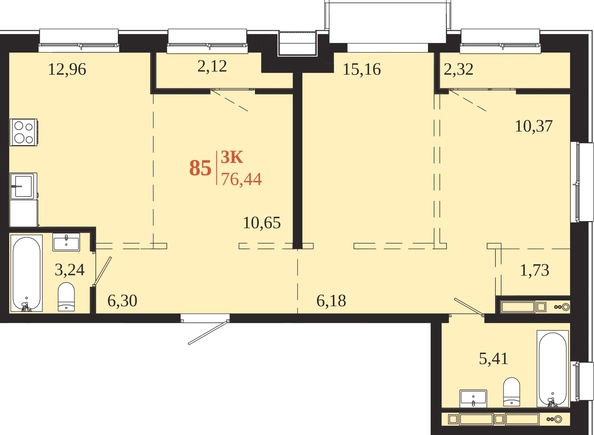 
  Продается 3-комн. квартира 76.44 м², в ЖК 1661. Фото 1.