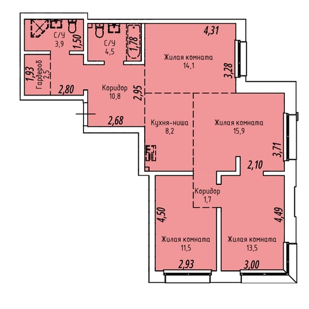 
  Продается 4-комн. квартира 86.6 м², в ЖК Стрижи Сити, блок-секции 8,9. Фото 1.