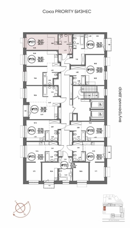 
  Продается студия 26.57 м², в ЖК СОЮЗ ПРИОРИТИ МАХ, д. 4. Фото 6.