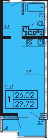 
  Продается 1-комн. квартира 29.72 м², в ЖК Мега, дом 4. Фото 1.