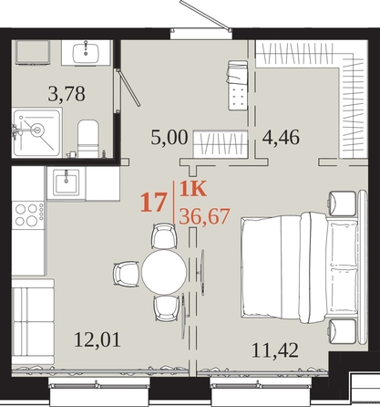 
  Продается 1-комн. квартира 36.67 м², в ЖК 1661. Фото 1.