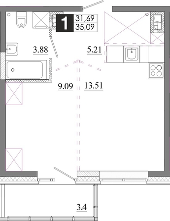 
  Продается 1-комн. квартира 35.09 м², в ЖК Первый Ленинский квартал, Дом 6. Фото 1.